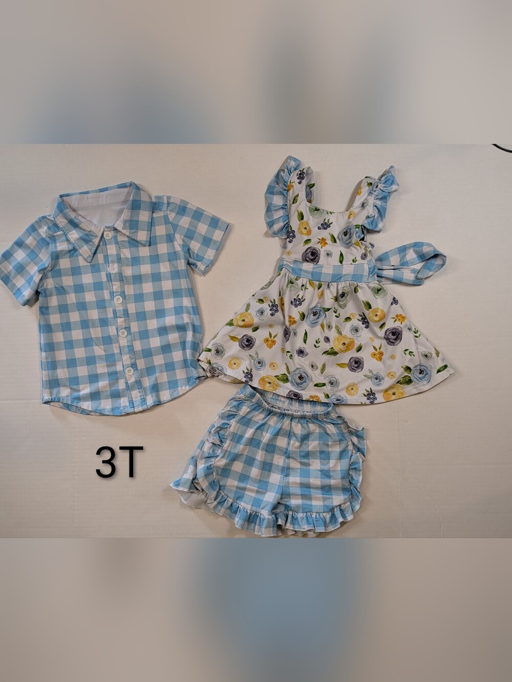 Boy Girl Twin Matching Blue Toddler Set - 3T